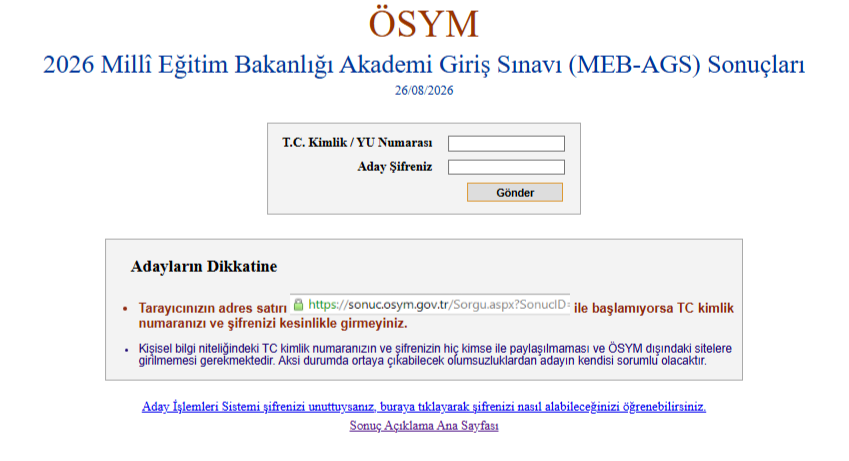 2026 MEB AGS Sonuçları Yeniden Erişime Açıldı: Nasıl Sorgulanır?