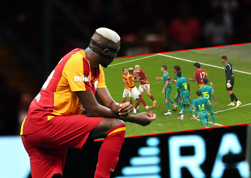 Galatasaray-Villarreal Maçında Gergin Anlar: Victor Osimhen'i 5 Kişi Zor Sakinleştirdi