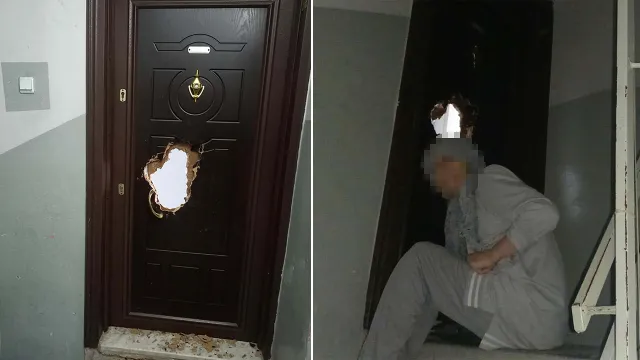Komşusunun kapısını matkapla kırdı