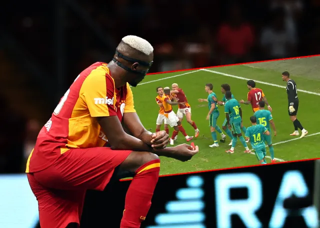 Galatasaray-Villarreal Maçında Gergin Anlar: Victor Osimhen'i 5 Kişi Zor Sakinleştirdi